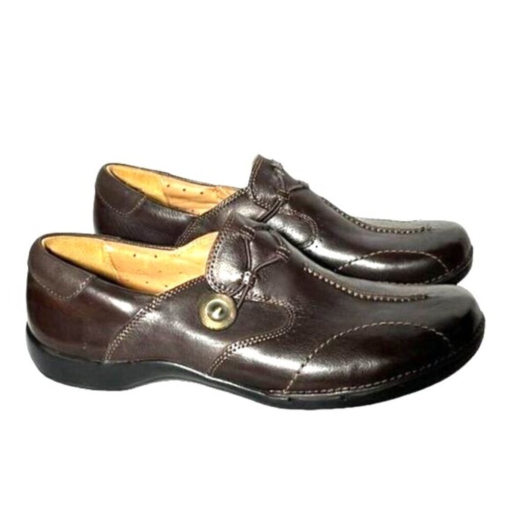 Clarks Unstructured Un.Loop Brown Leather Slip-On… - image 1